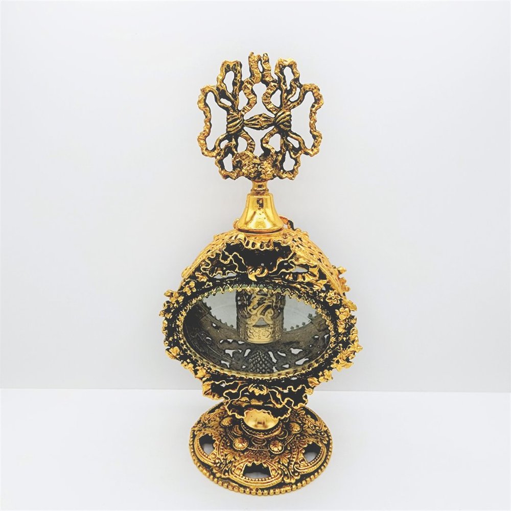 Vtg STYLEBUILT Ormolu Gilt Ornate Filigree Rococo Regency Vanity Perfume Bottle